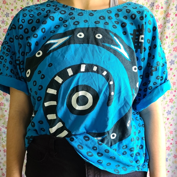 Vintage Blue Snake Southwestern Pattern Size Small - Picture 1 of 5